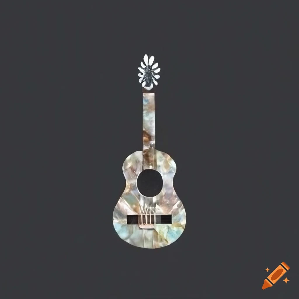 Minimalist guitar inlay in motherofpearl on Craiyon