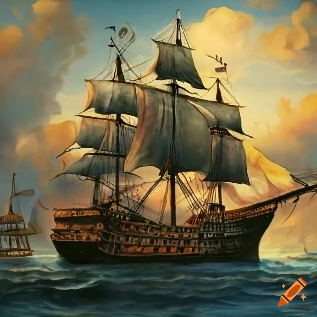 painting of an old pirate ship