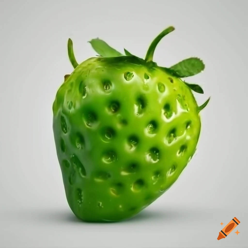 green strawberry on white background