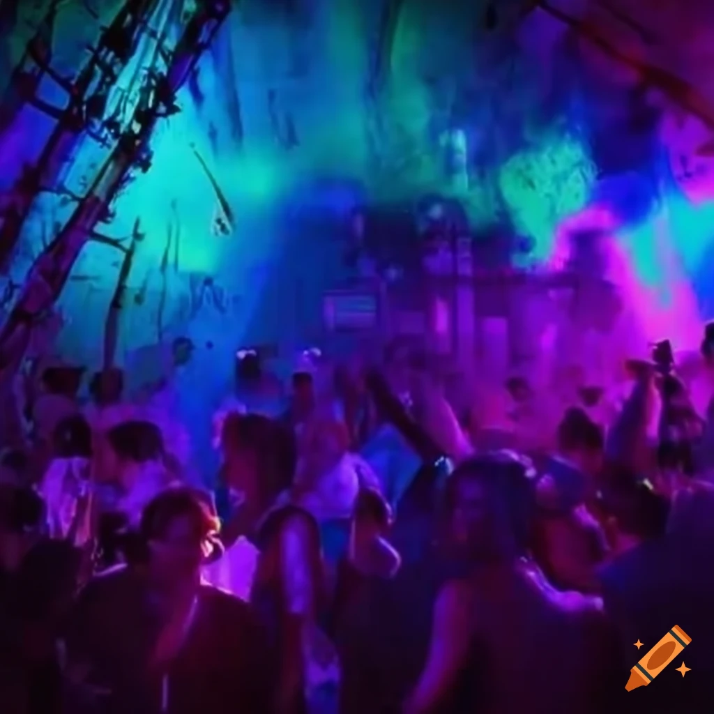 Image of a techno rave party on Craiyon