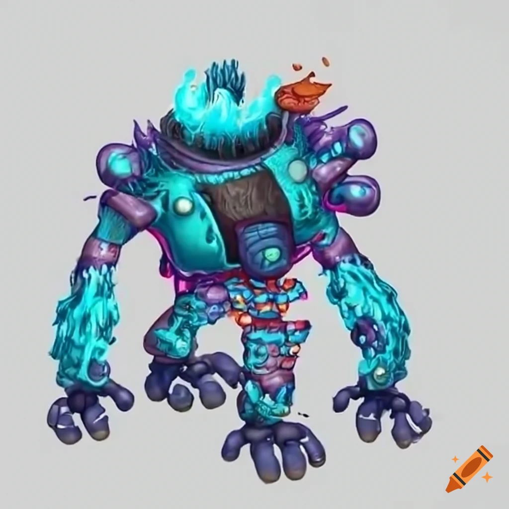 image of fire, water, plasma and mech monsters