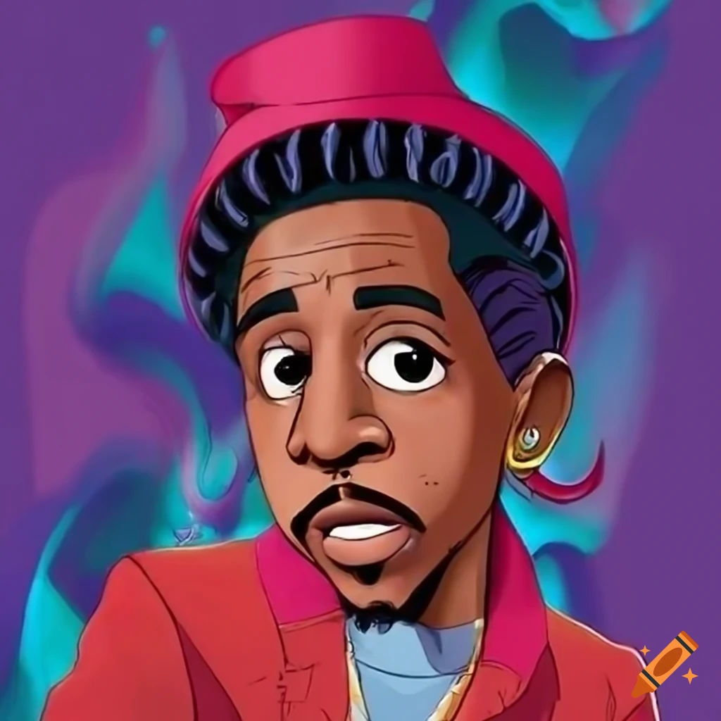 cartoon character dressed as a rapper with bling and smoking on