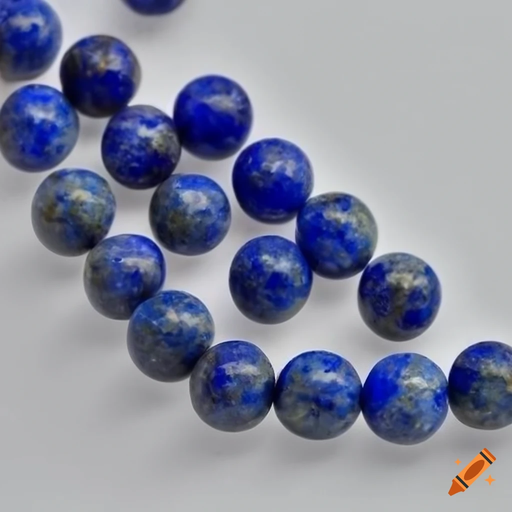 Lapis lazuli round beads on a white background on Craiyon