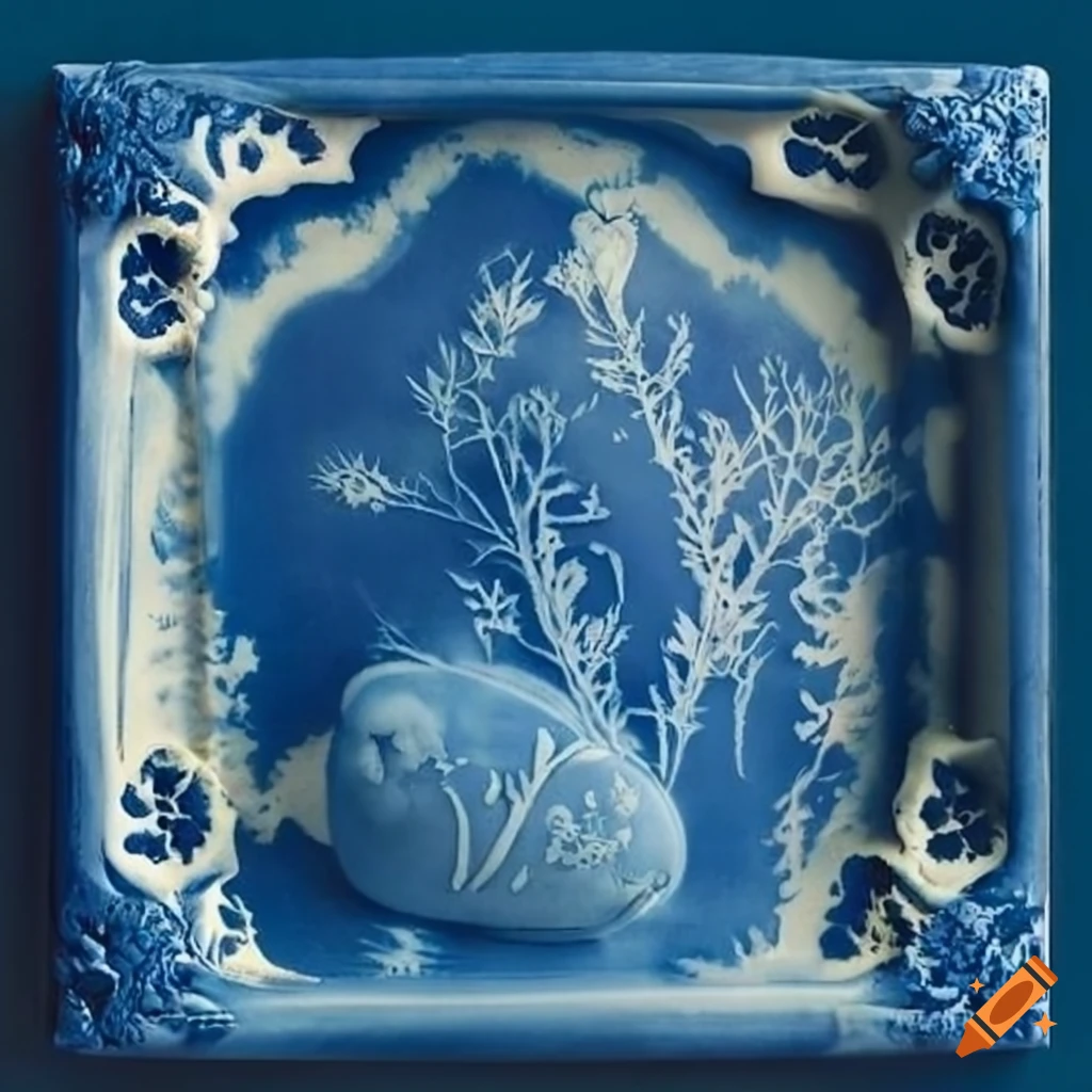 Cyanotype jasperware art piece
