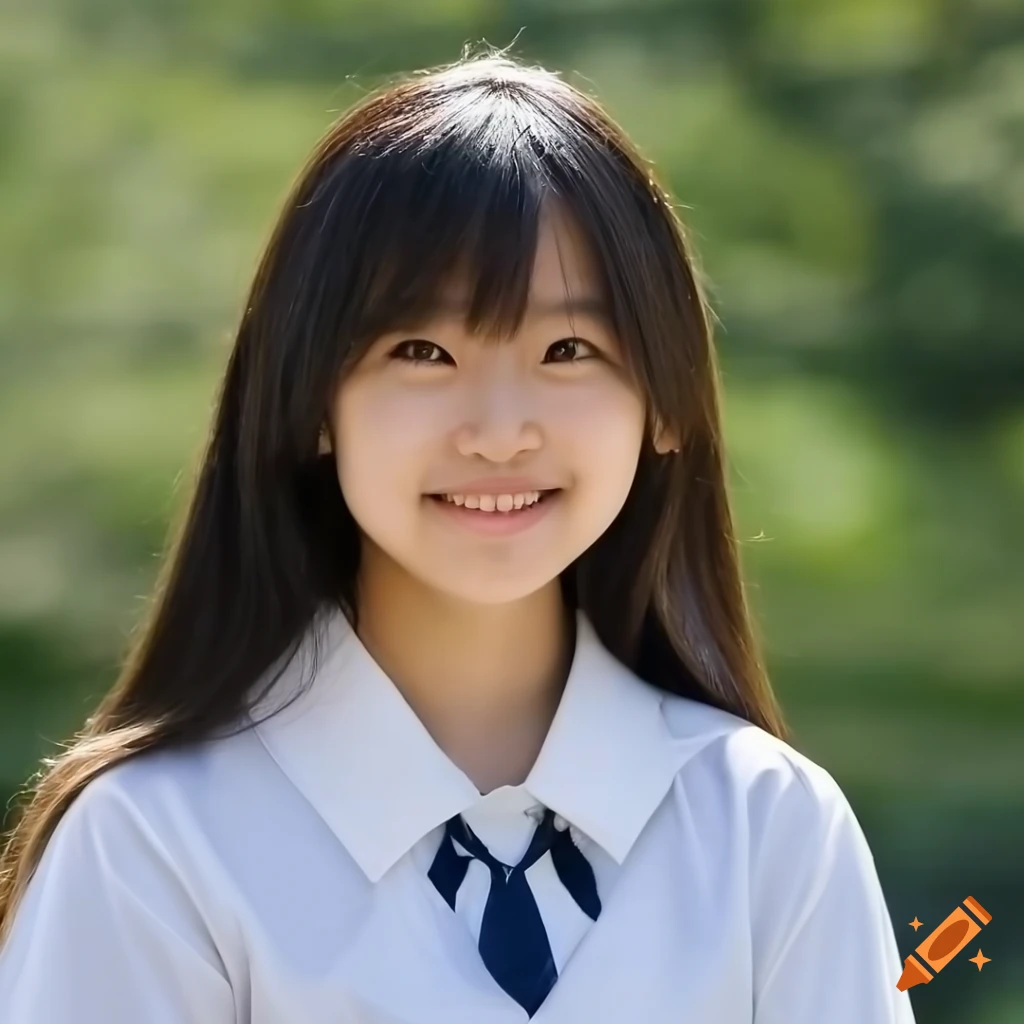 Portrait of a cute japanese girl in school uniform on Craiyon