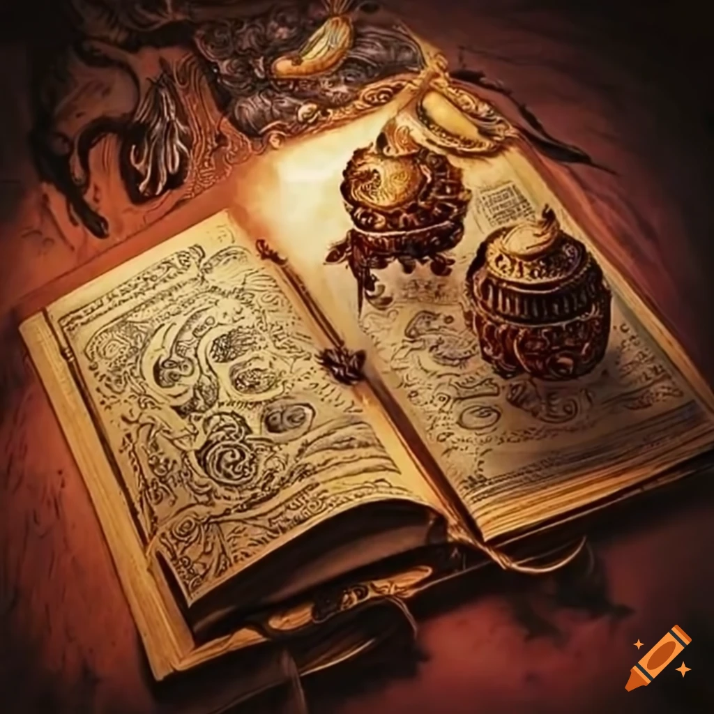 intricate page from a spell book