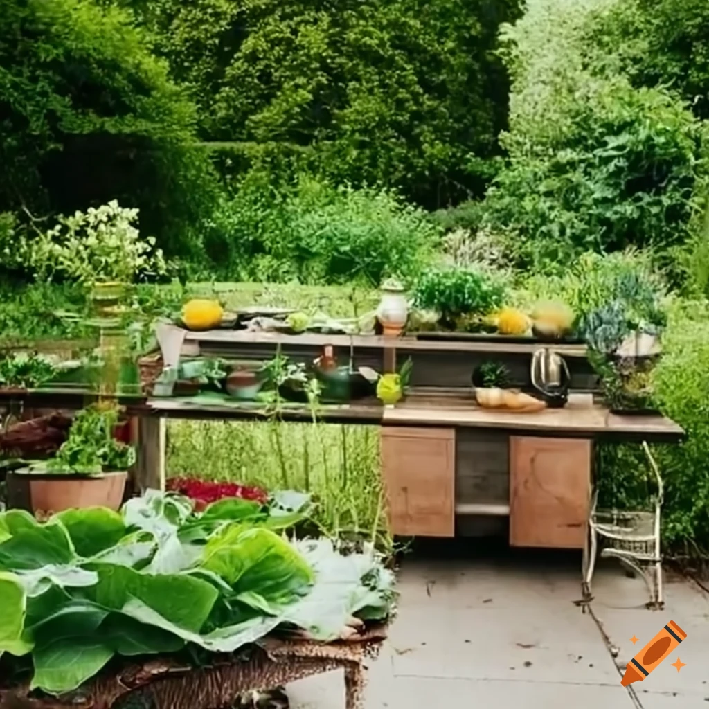 Picture of a beautiful kitchen garden on Craiyon