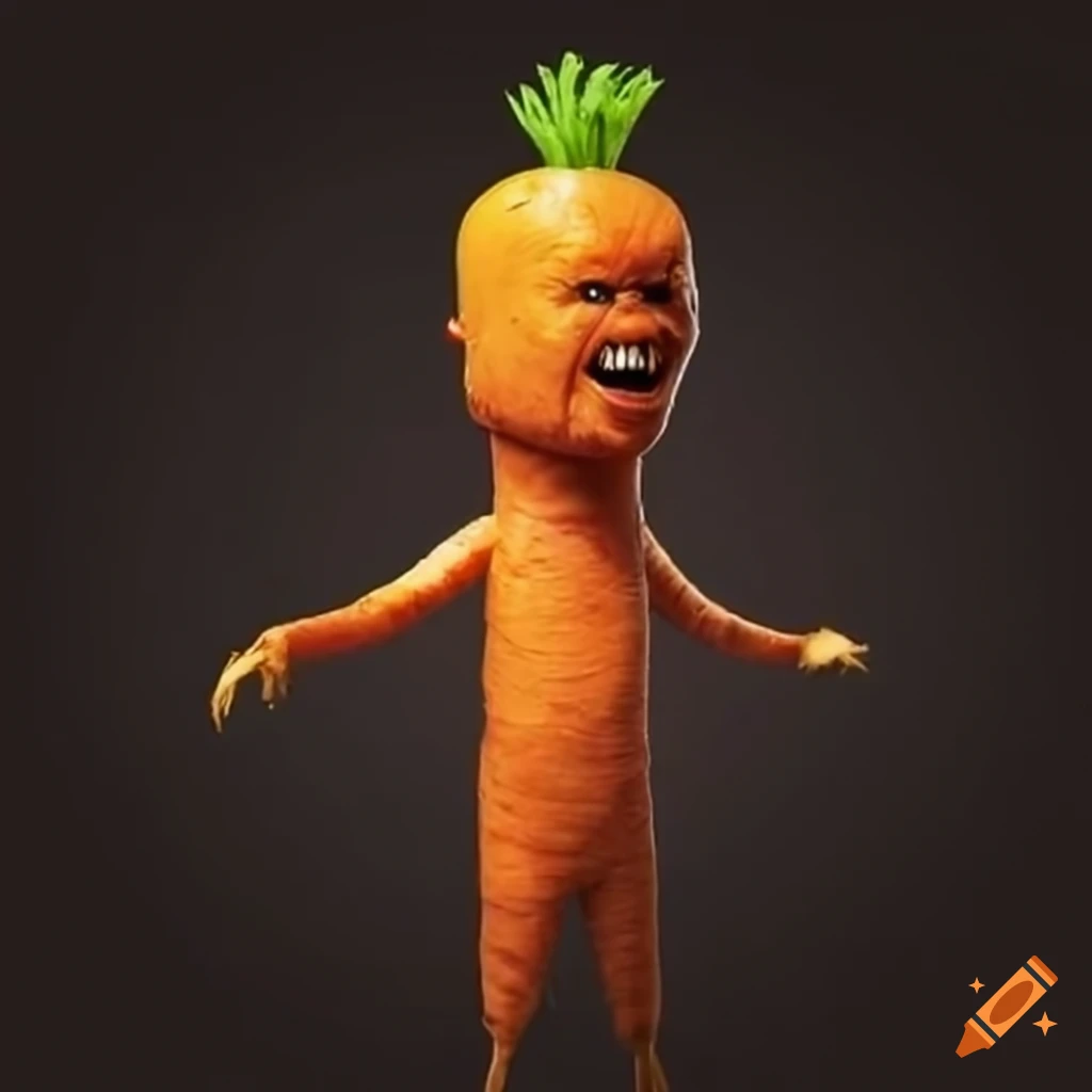 Character design of a carrot man on Craiyon