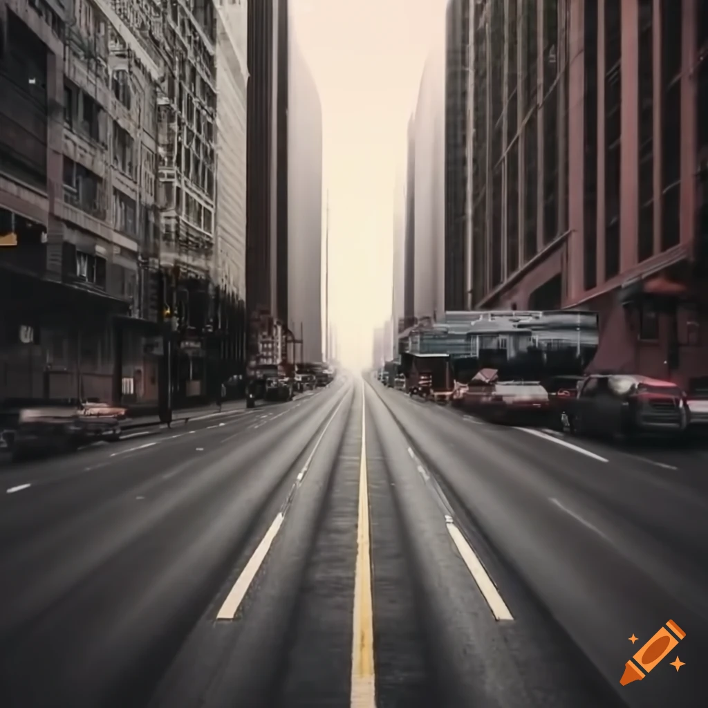 photorealistic cityscape with wide highway