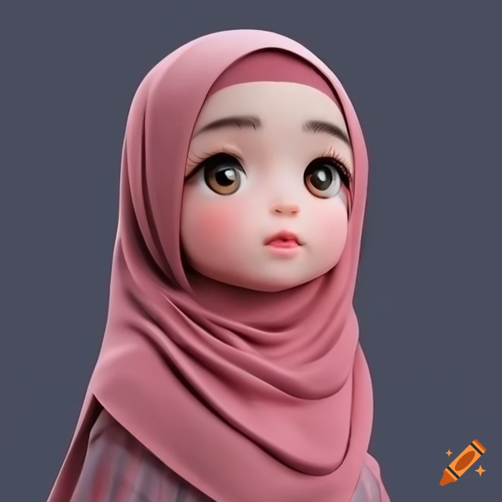 cute illustration of a girl wearing a hijab