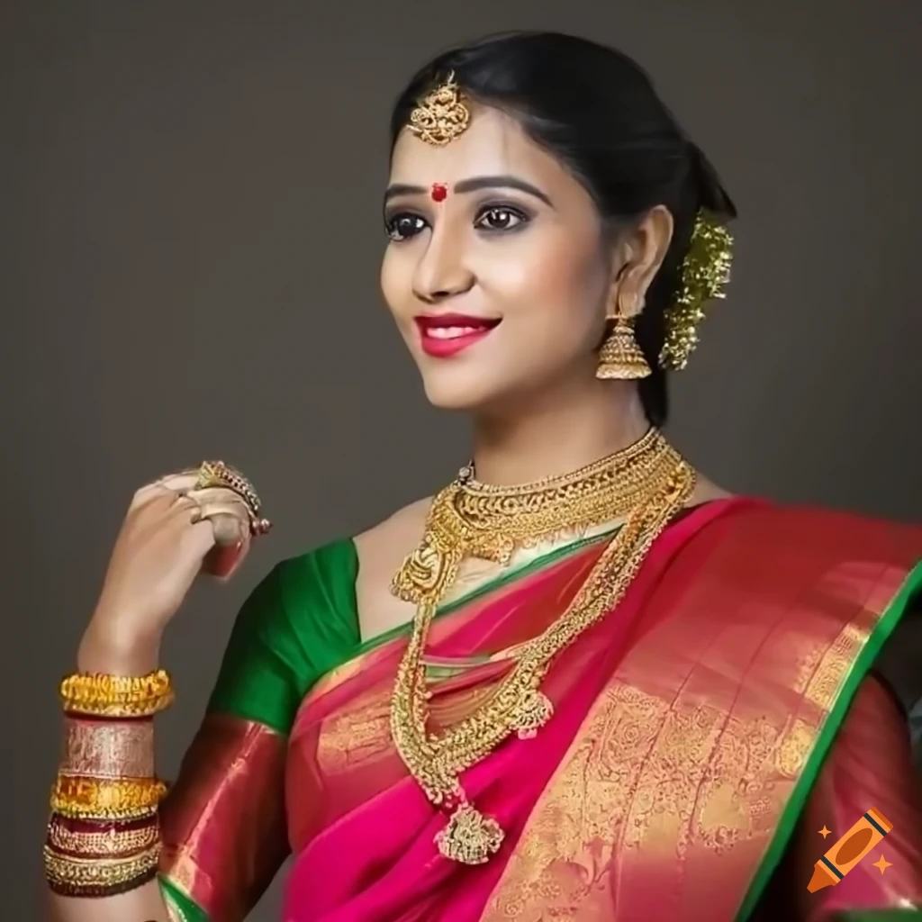 Indian girl wearing a saree on Craiyon