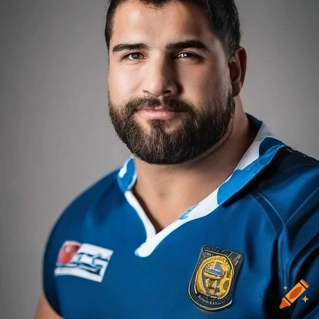Portrait of a bearded rugby player on Craiyon
