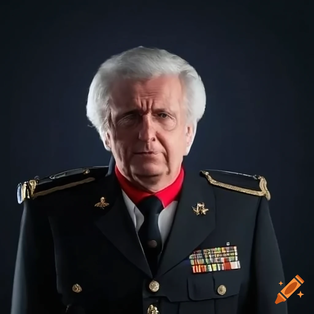 portrait of a serious politician in black uniform