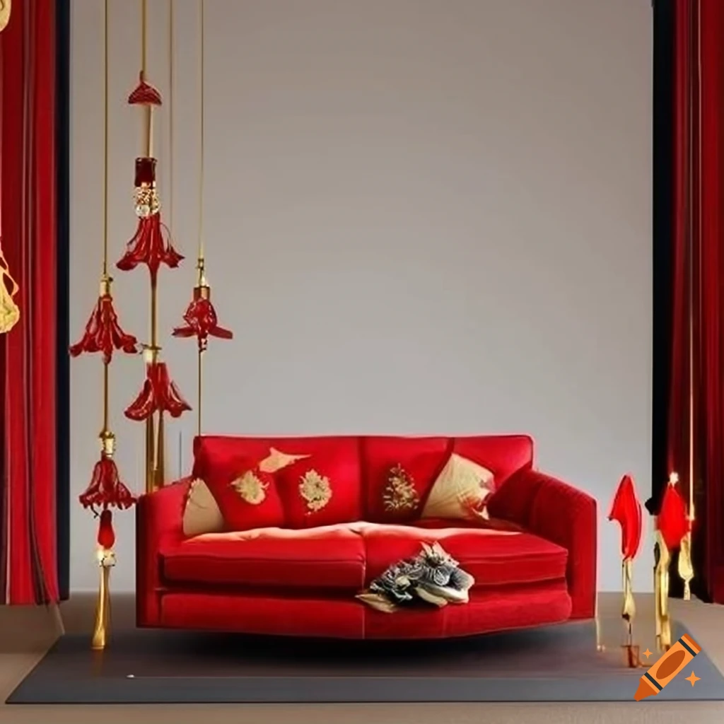 Minimalist living room with chinese new year decorations on Craiyon