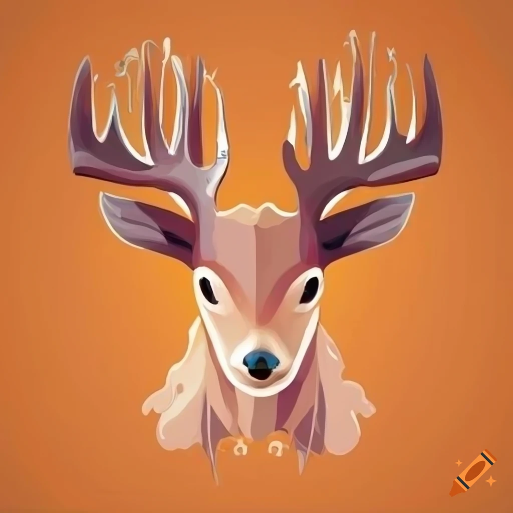 stylized illustration of a deer on an orange background