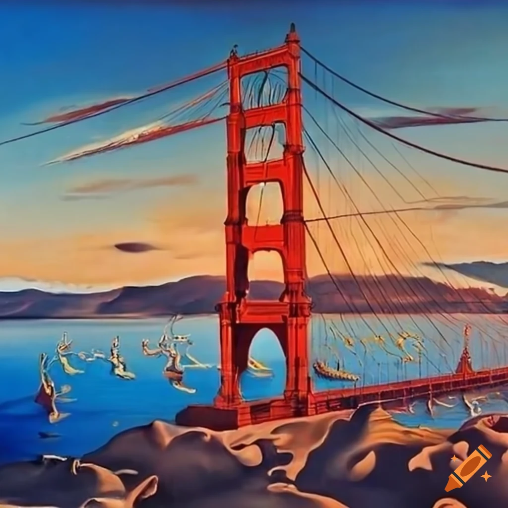 Salvador dali's painting of the golden gate bridge