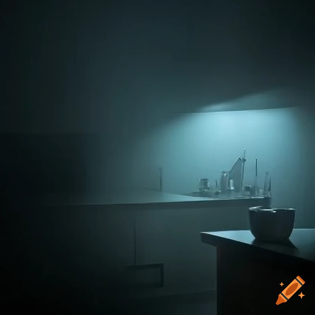 Atmospheric mist in a modern kitchen