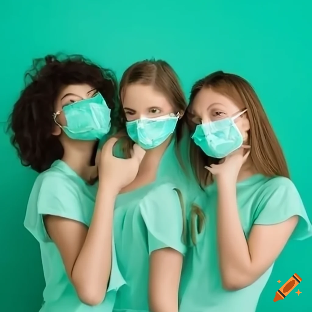 Mint green dental uniforms and masks