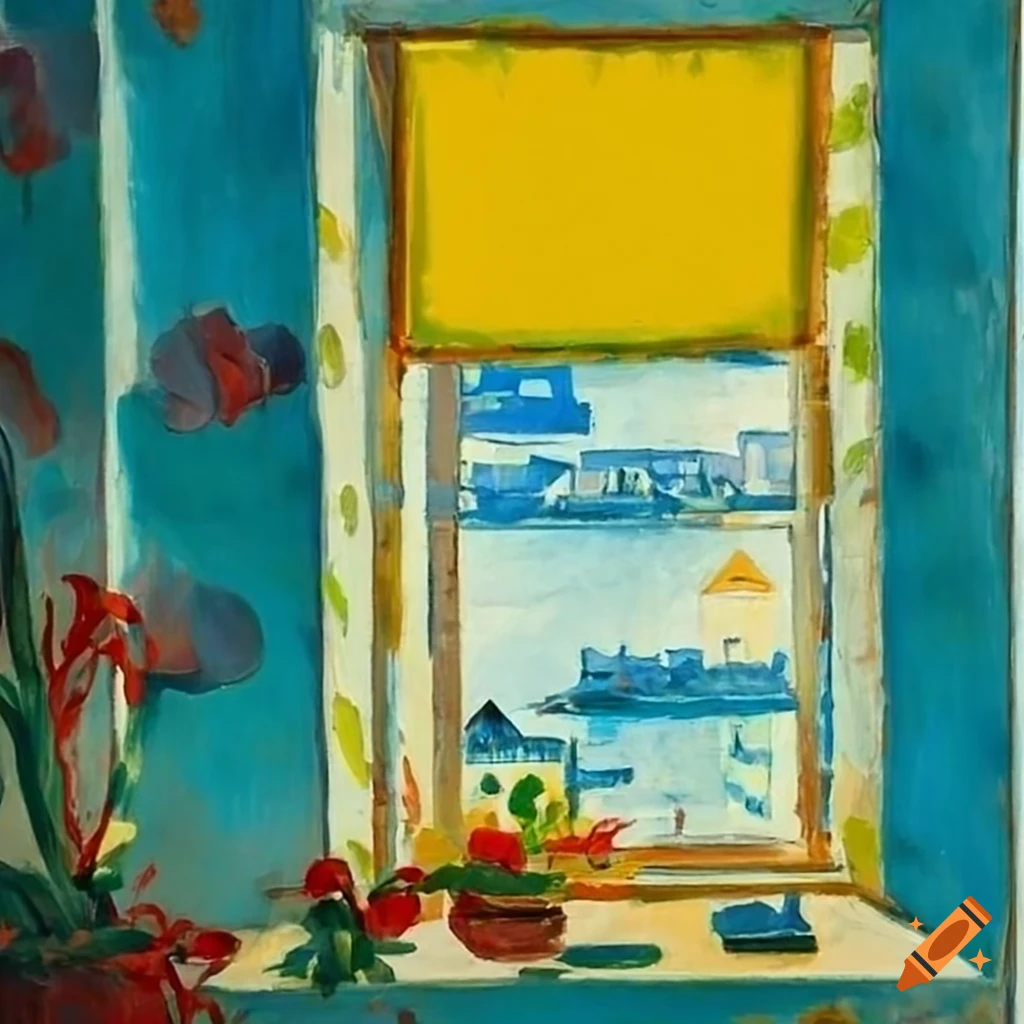 bright room with flowers and a peek of yellow roller blind