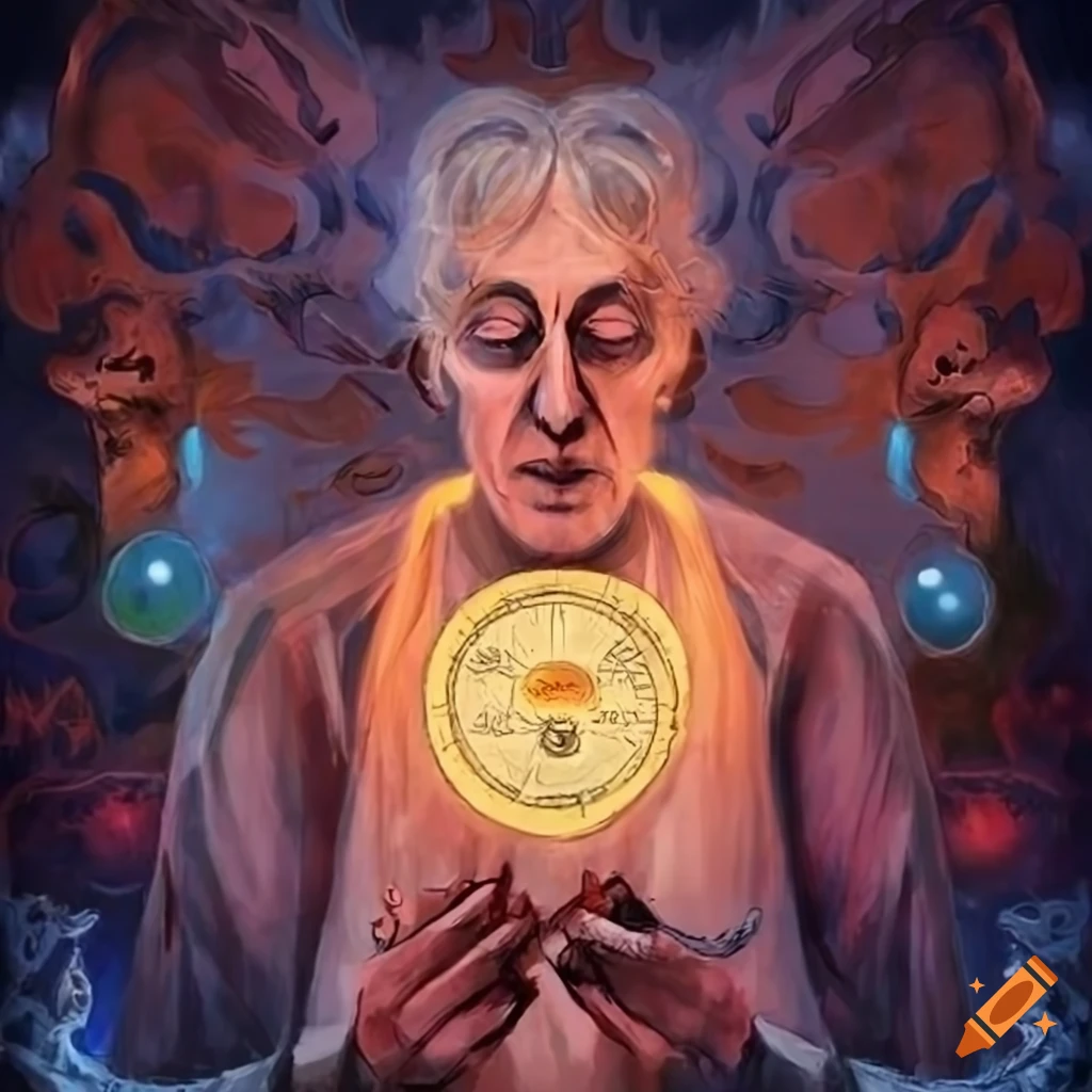 illustration of the magician tarot card with antique and modern elements