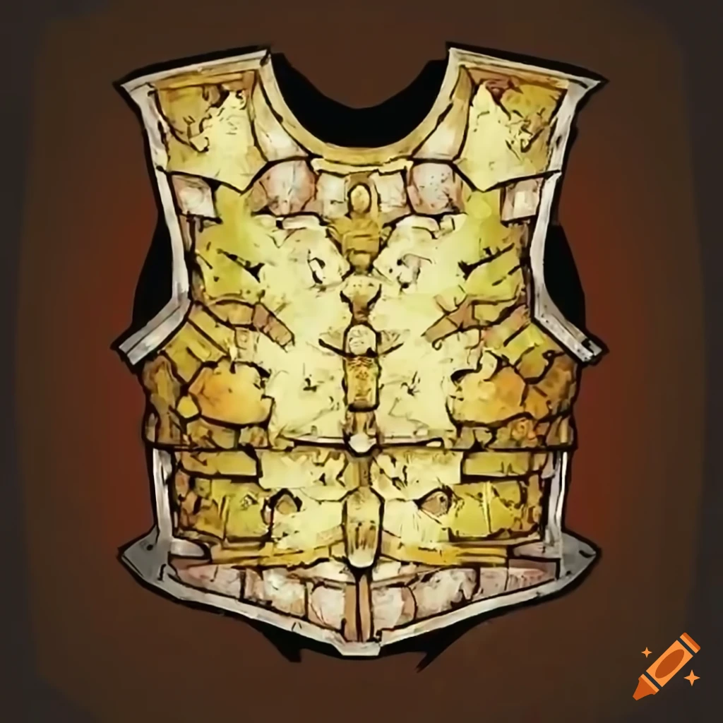 Intricately designed golden chestplate armor on Craiyon
