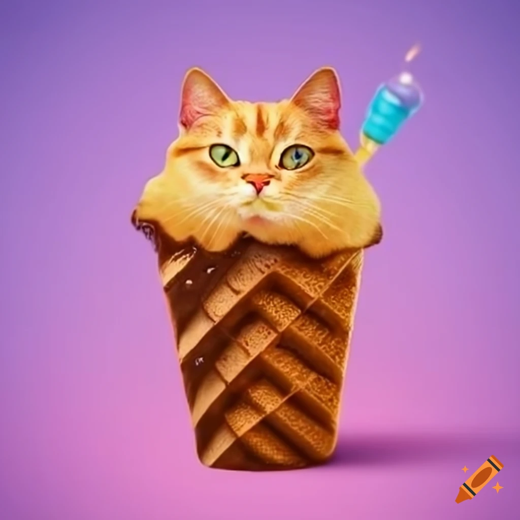Catshaped ice cream on Craiyon