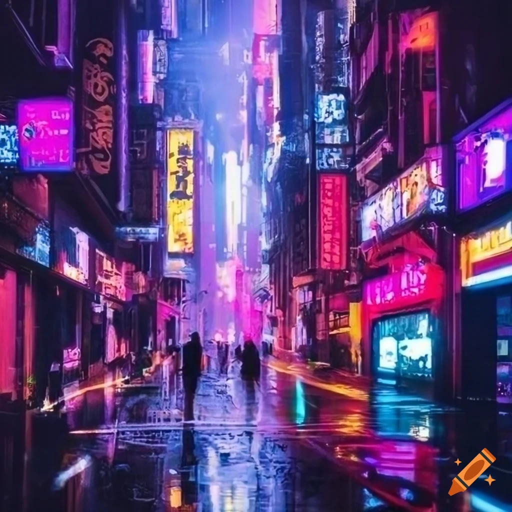 Photography of a cyberpunk city at night