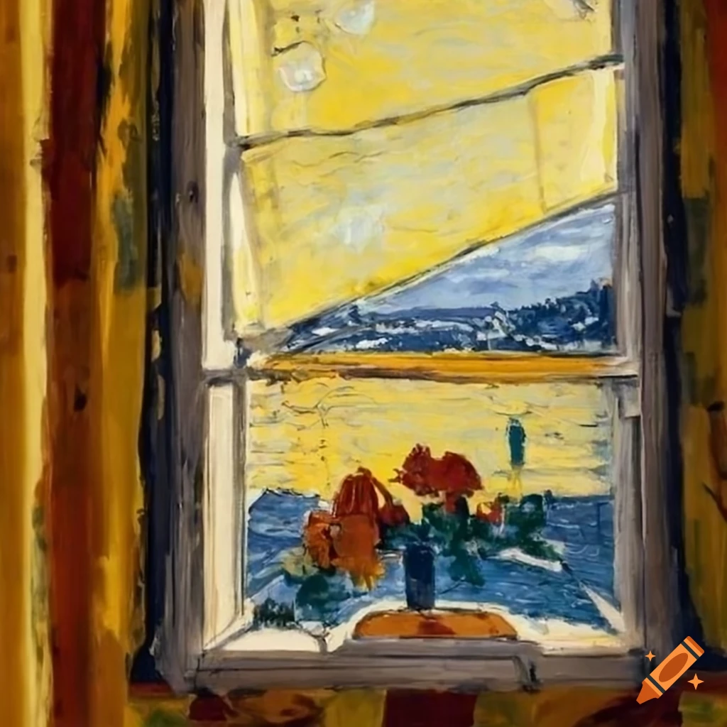 Sunlit room with flowers in front of the window on Craiyon