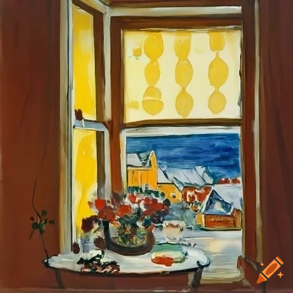 Sunlit room with flowers in front of the window on Craiyon