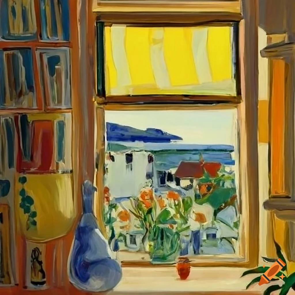 view through a window with flowers in front