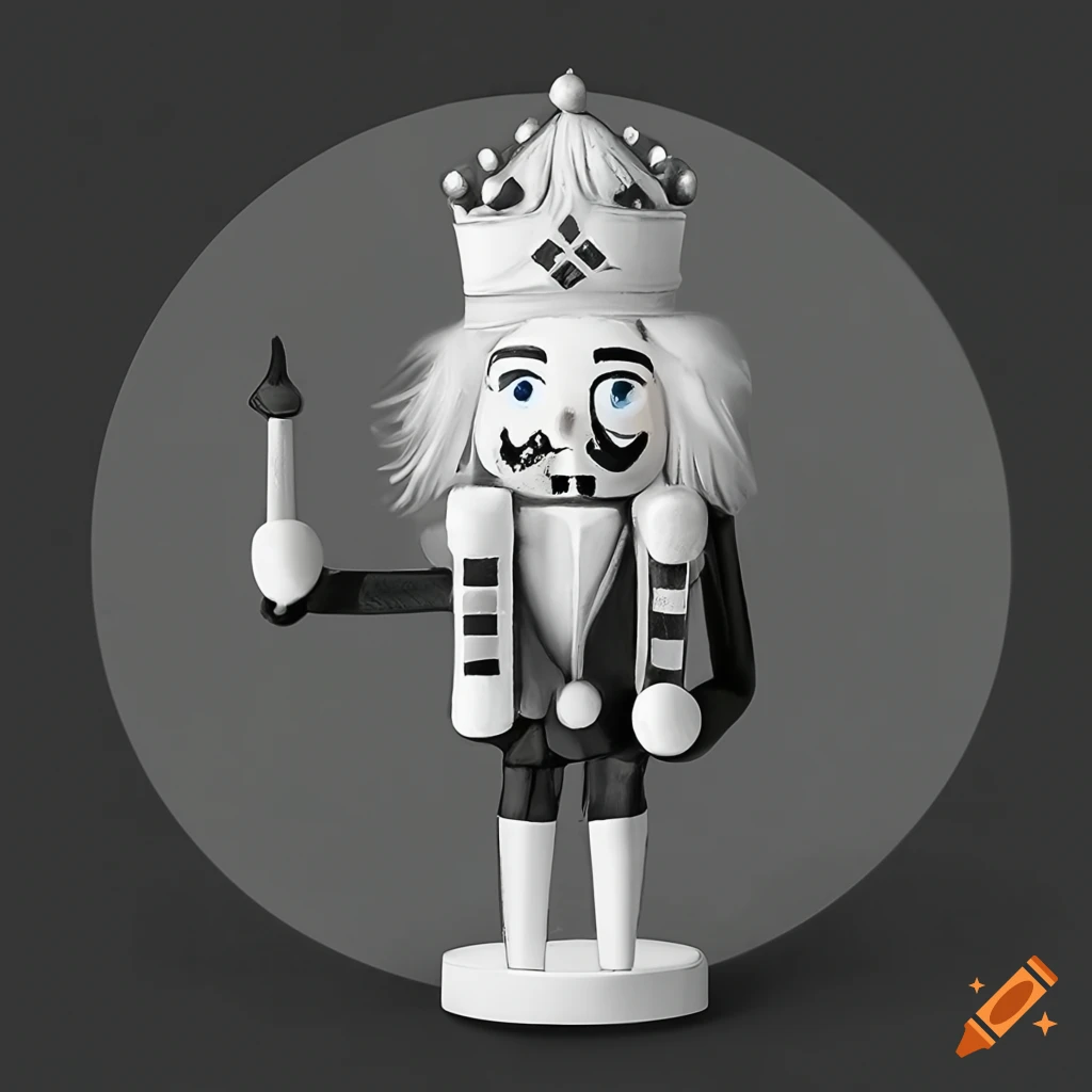 Black and white nutcracker figurine in a frame on Craiyon