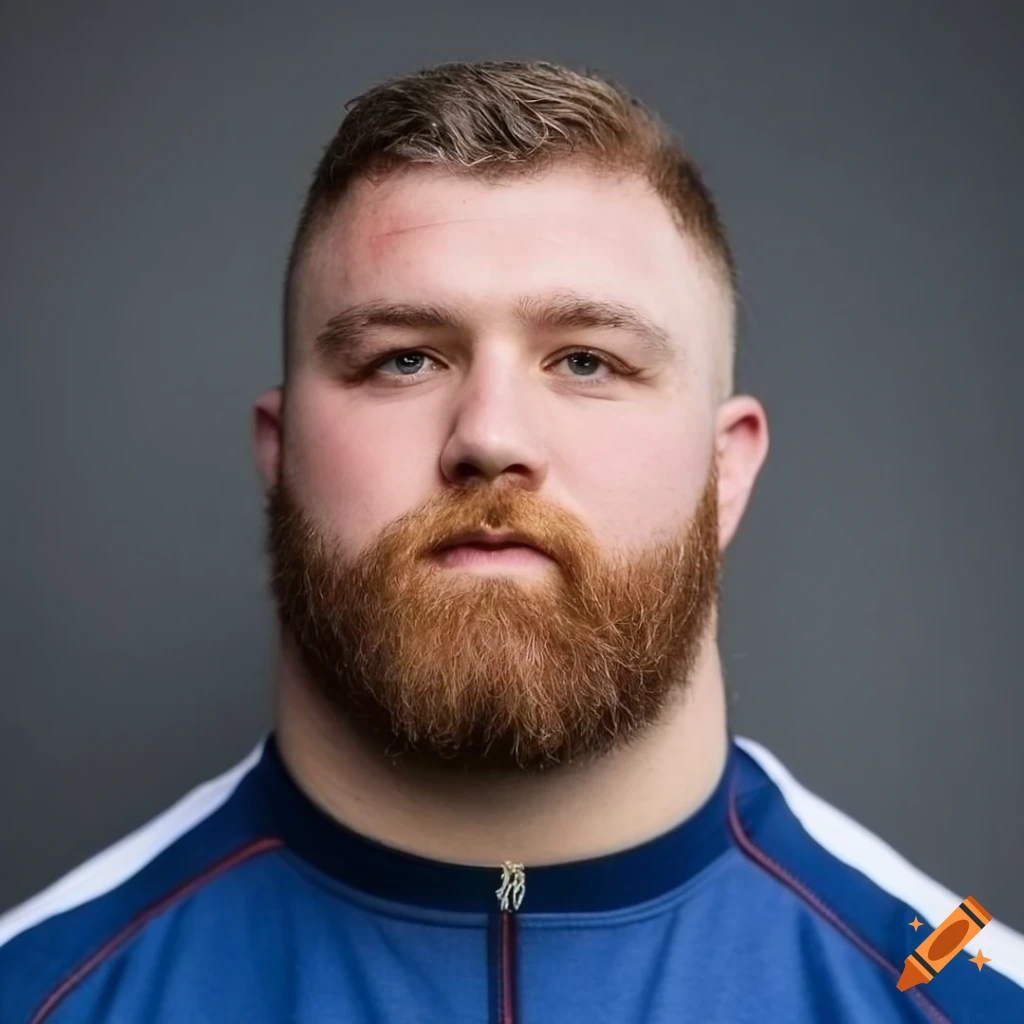 portrait of a bearded rugby player