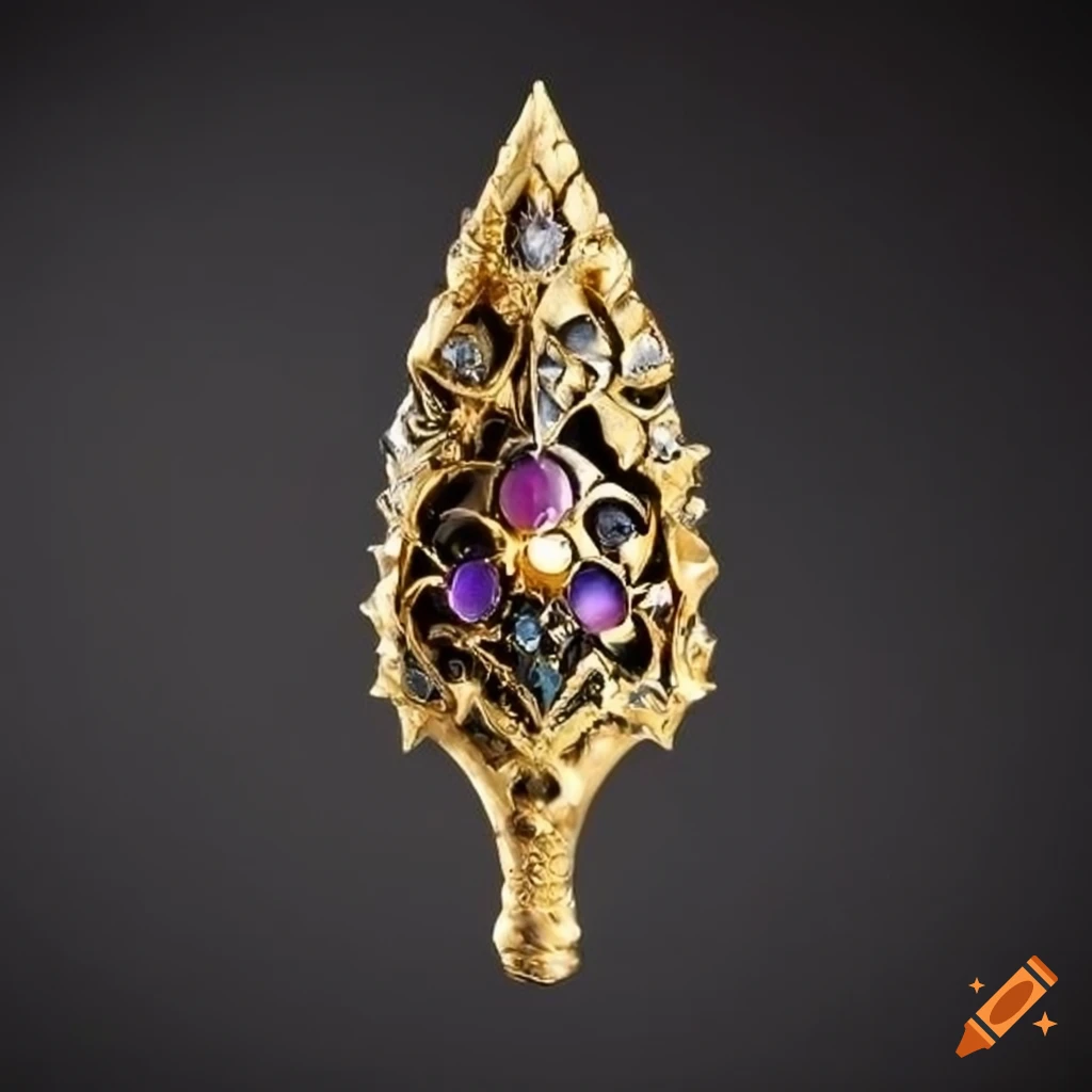 Gothic arrowhead with golden accents and jewels