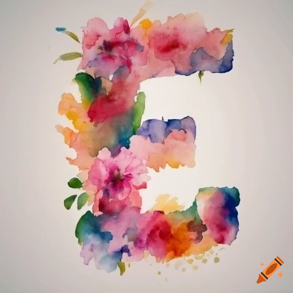 exquisite floral design of the letter 'e'
