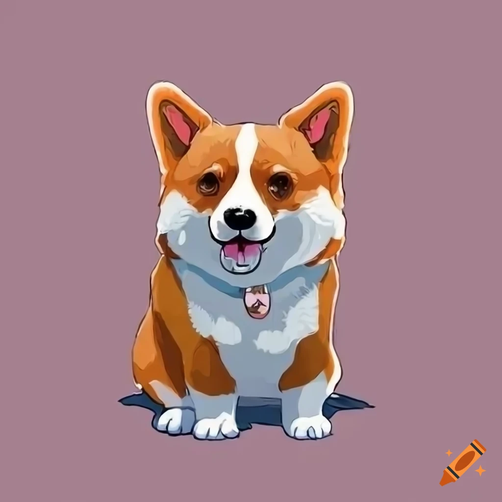 cartoon sticker featuring a corgi