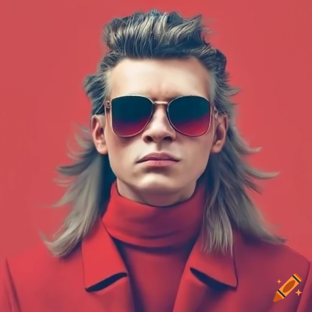 Dapper man in a red coat and sunglasses