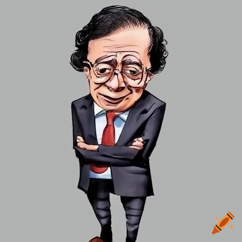 Gustavo petro urrego comic with exaggerated facial expressions on Craiyon