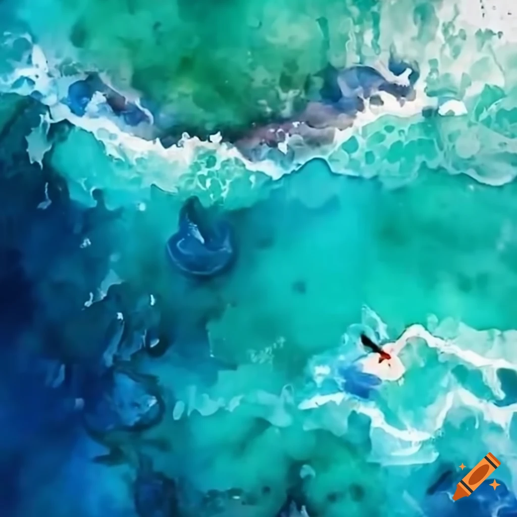 aerial view of a person in the ocean