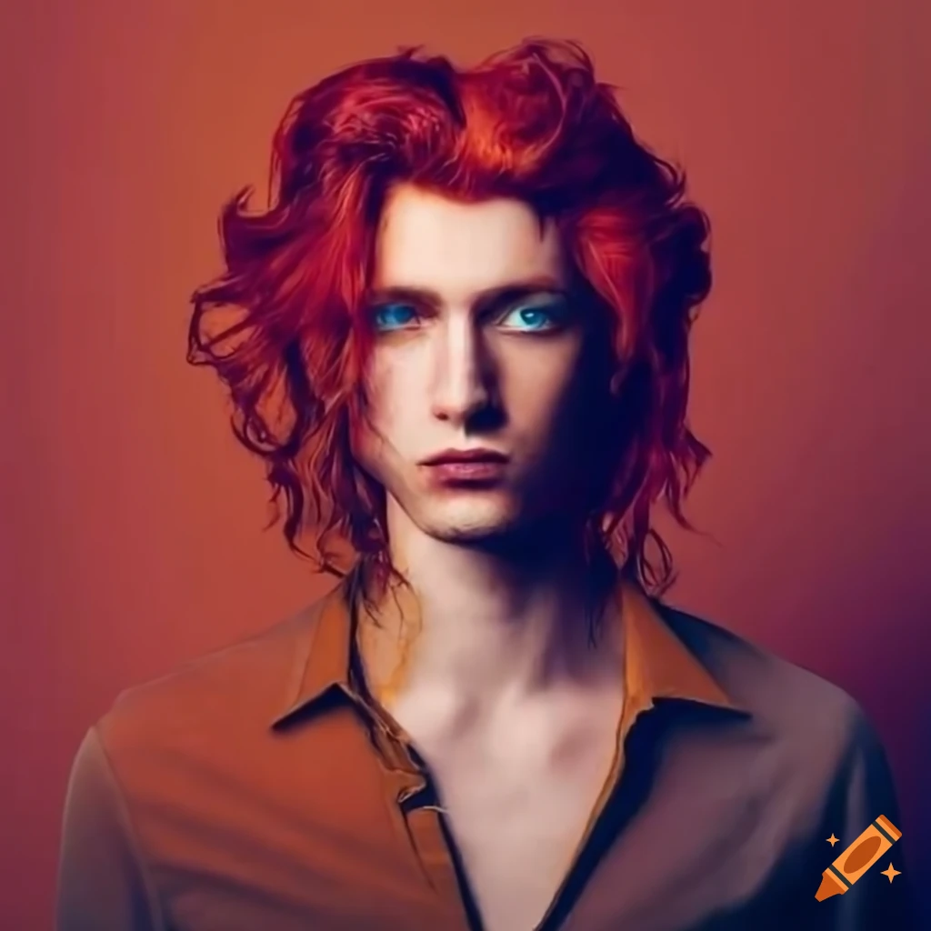handsome man with red hair and captivating gaze