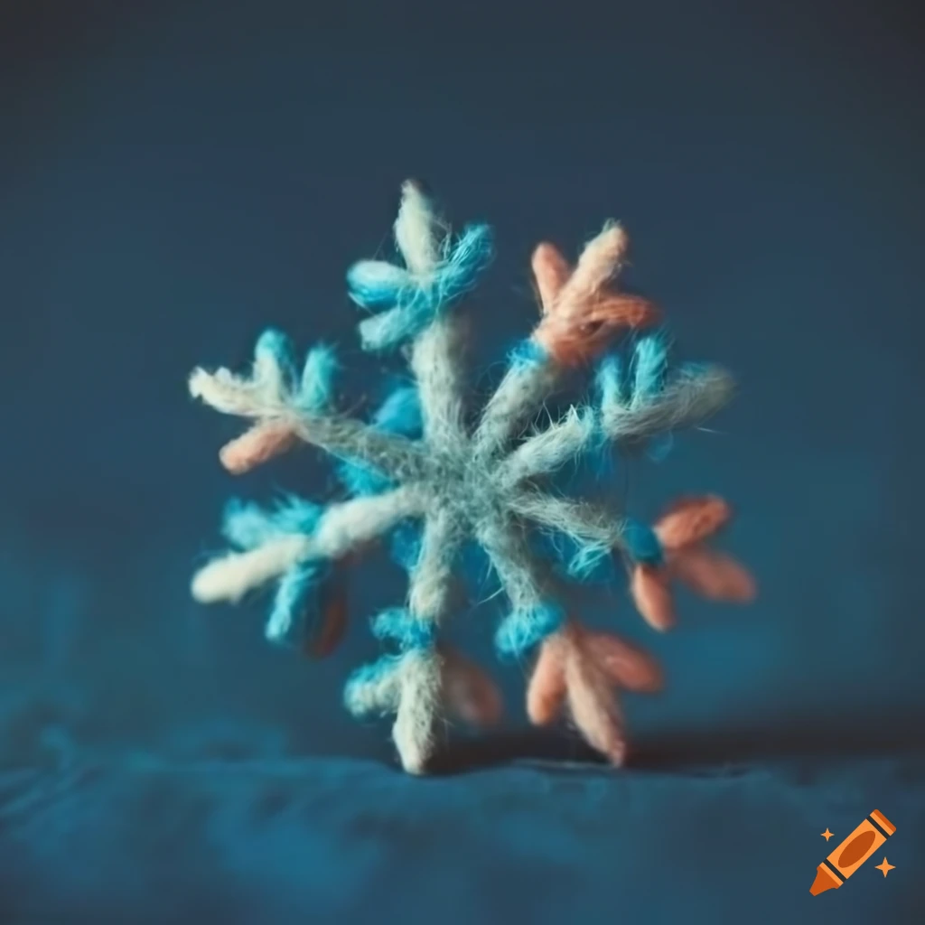 vintage-style-needle-felt-snowflake-on-blue-paper-background