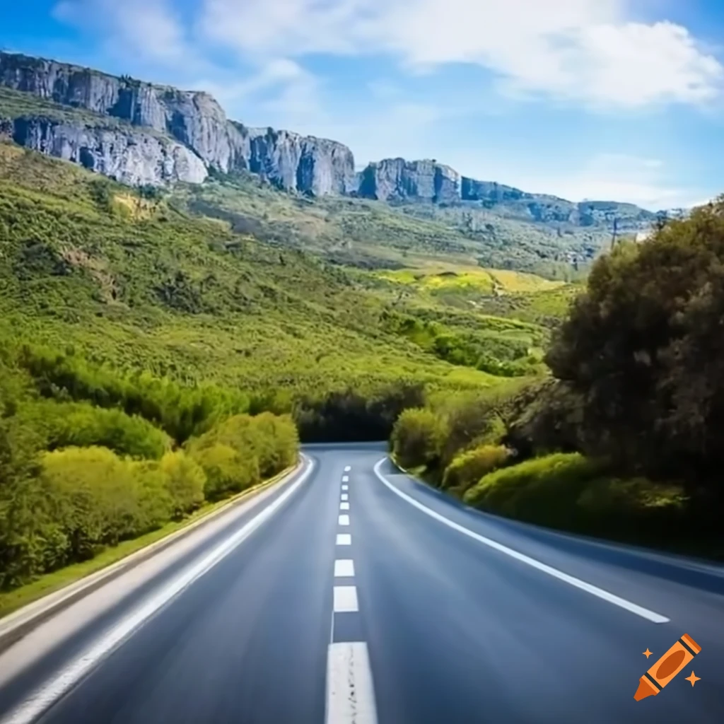 Luxury car driving on scenic road in sicily on Craiyon