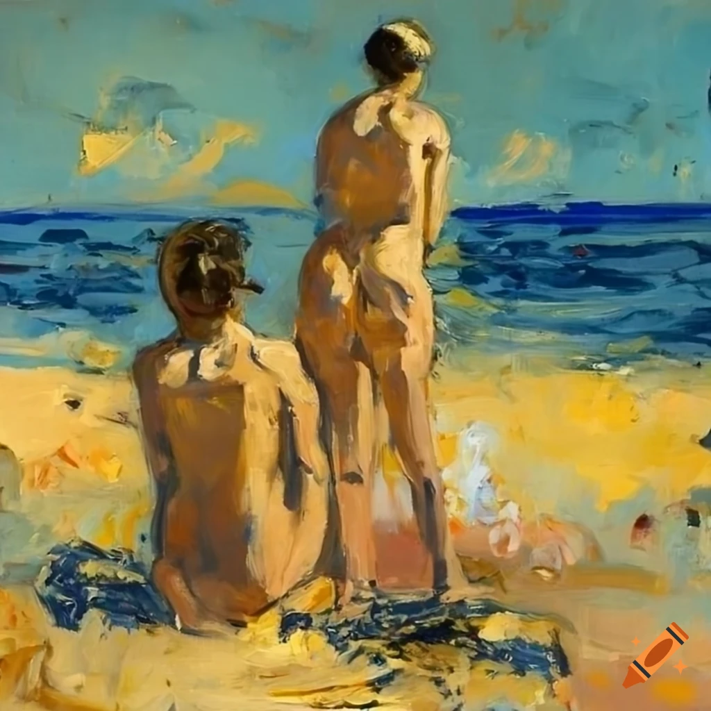 beach scene inspired by George Hendrik Breitner