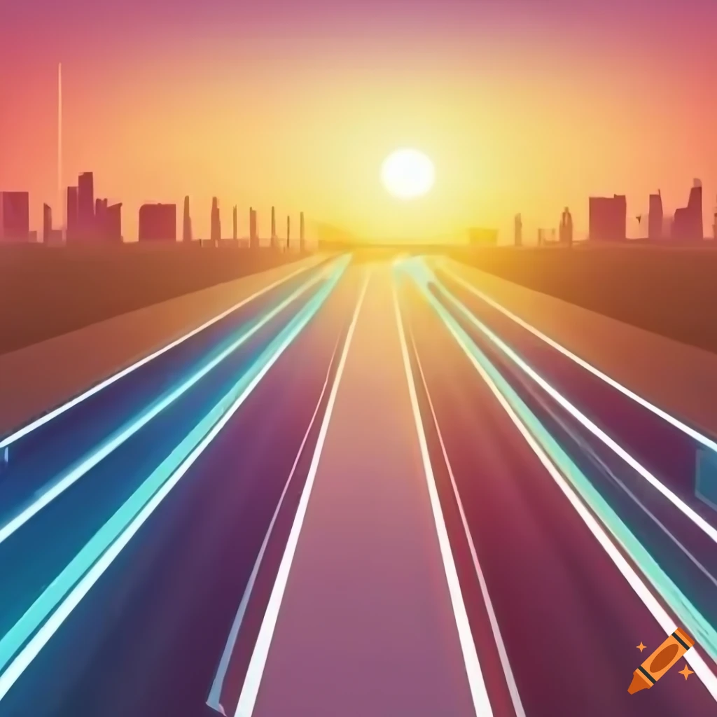 Futuristic central station with long driveway on Craiyon