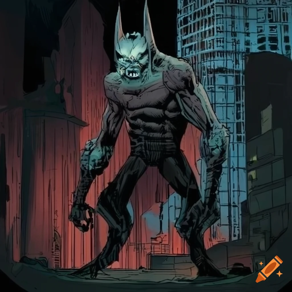 comic-style illustration of a mutant bat man