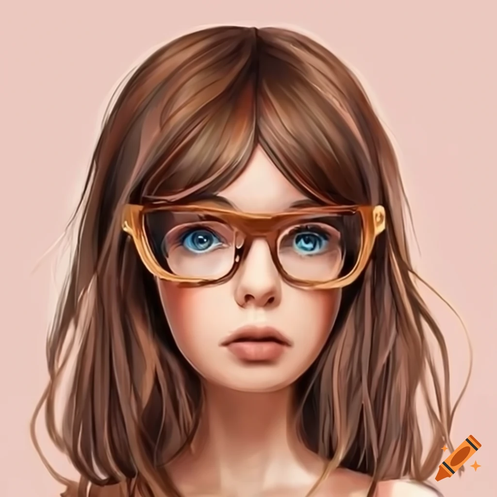 portrait of a girl with brown hair and glasses
