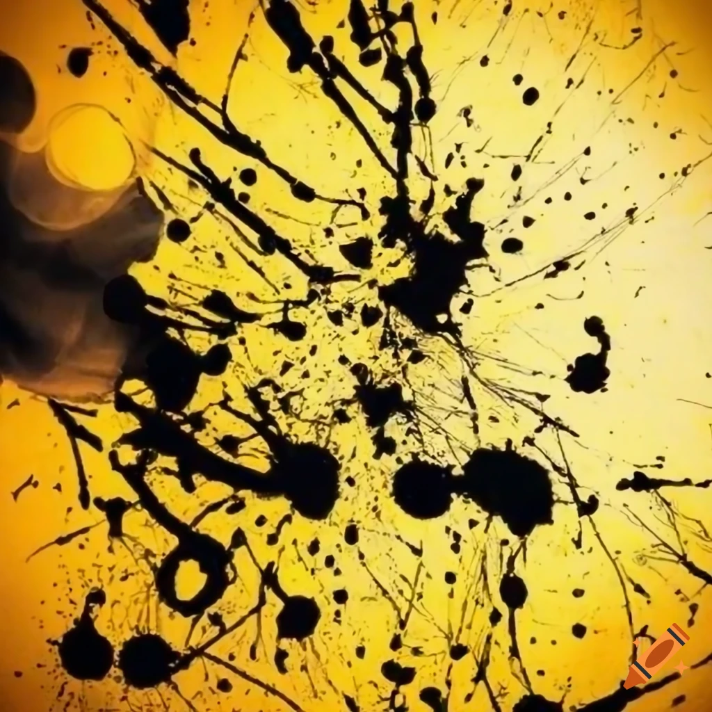 Pencil drawing with splatter paint of a sunrise