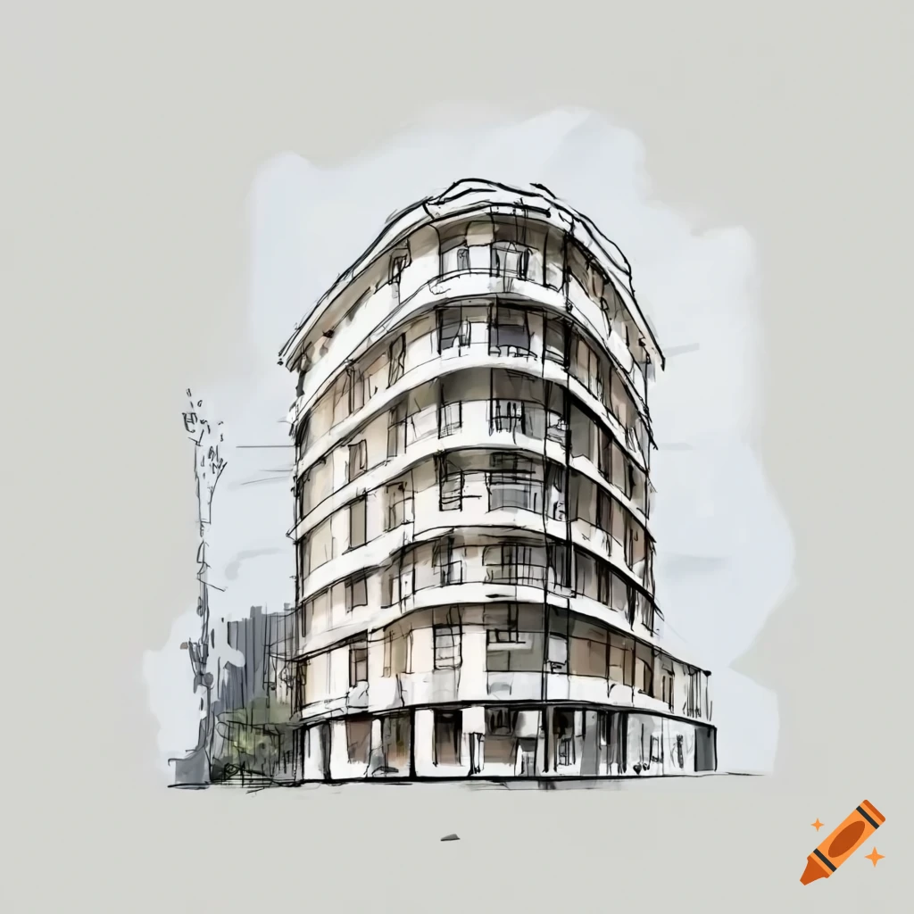 Sketch Of A Neoclassic Apartment Building With Stone Facade On Craiyon