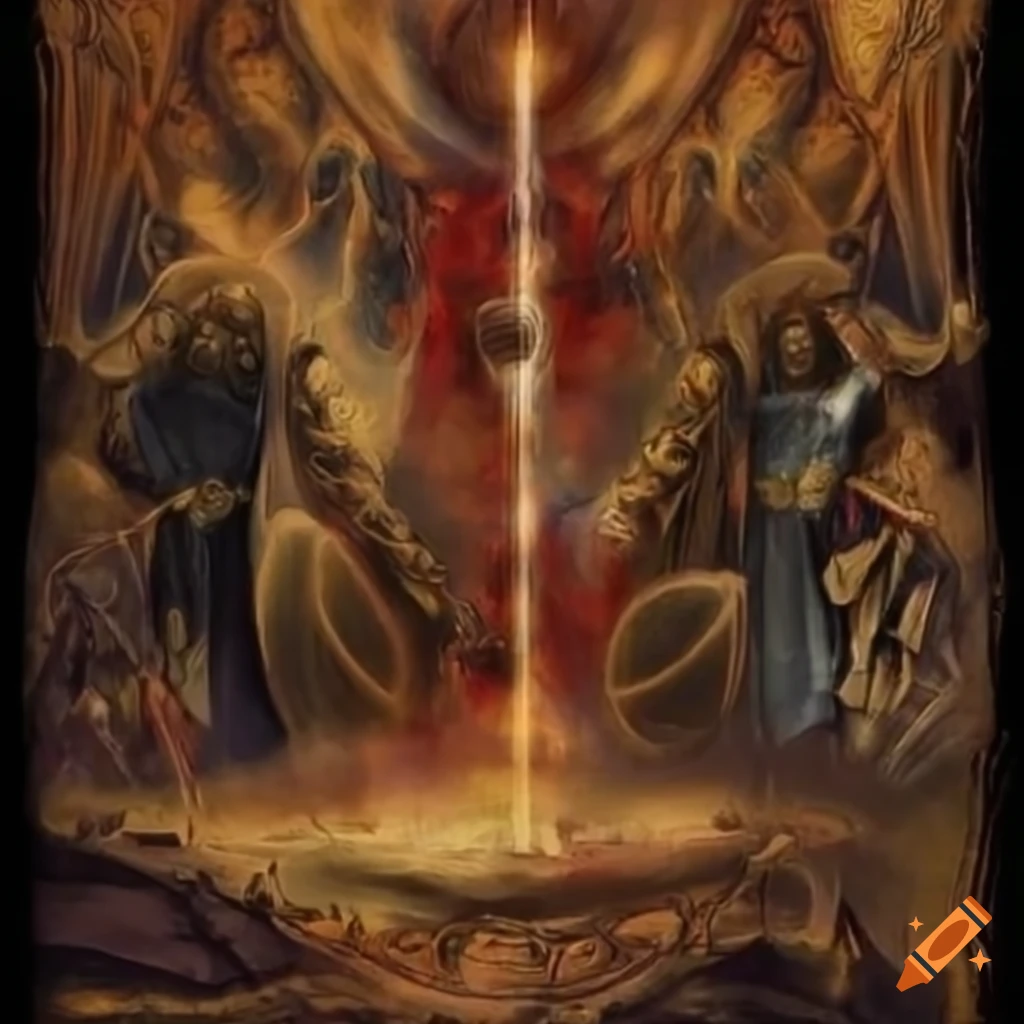 Upside down ace of cups and eight of wands tarot cards on Craiyon