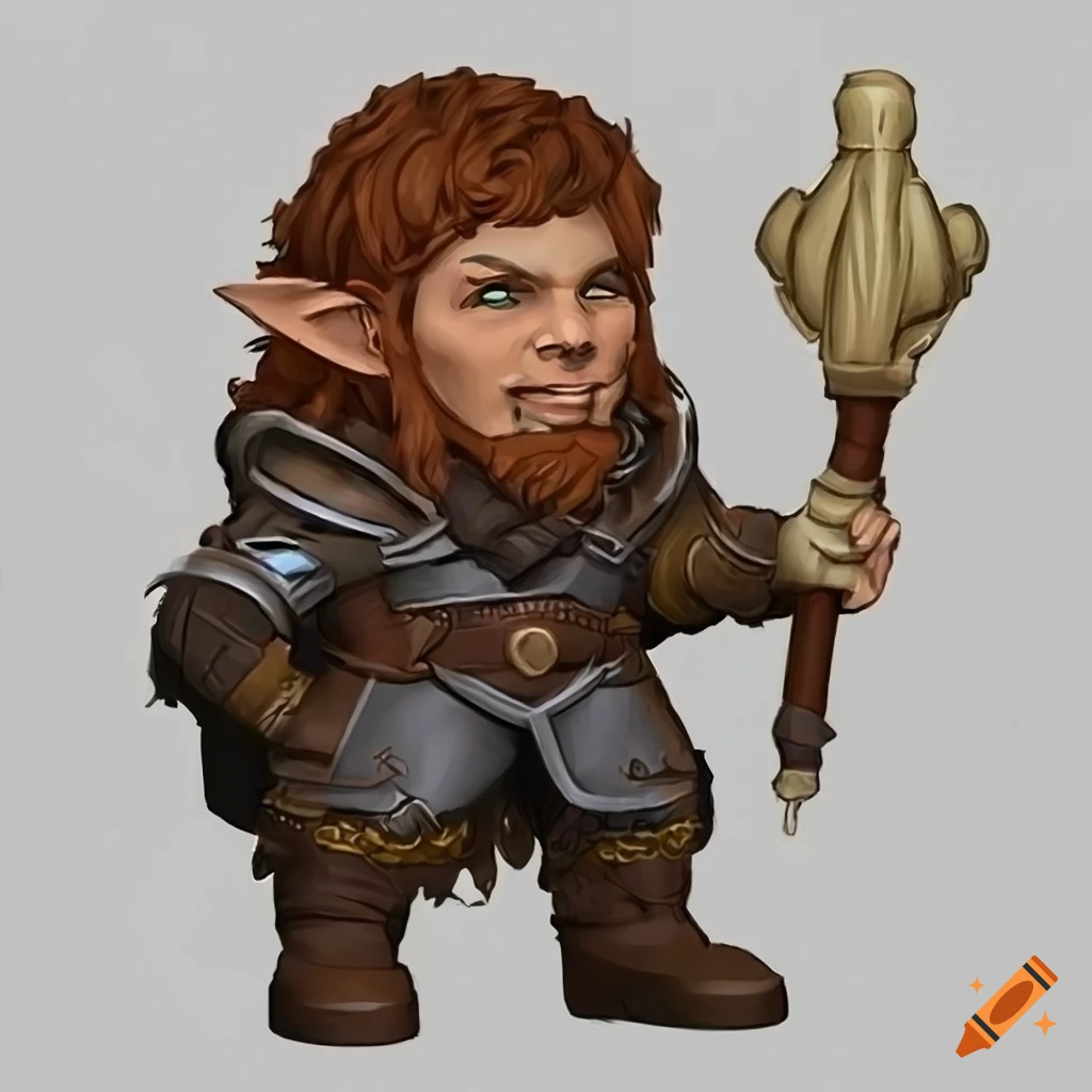 Brown-haired male gnome cleric character on Craiyon
