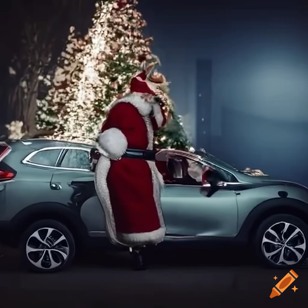 Santa Claus driving a Renault Kadjar as his sleigh